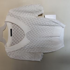 Cropped ivory lace sweater